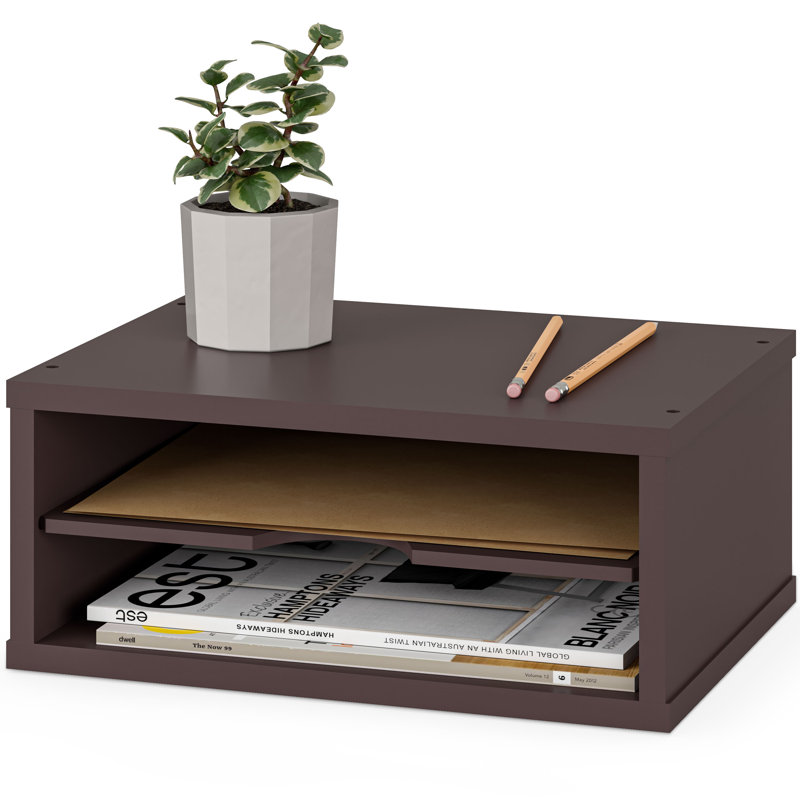 Logan Stackable 2-Tier Paper Organizer and Monitor Stand, Espresso