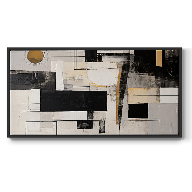 Série abstraite-CCCCXC III- Toile tendue avec châssis tendue, prête à être accrochée, Noir, H 17 po x l 33 po