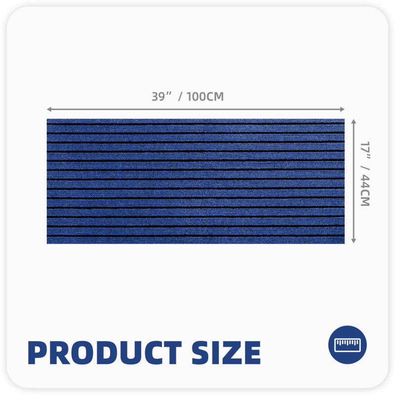 Tapis de cuisine Danyielle, Tapis de couloir 1 pi 5 po x 3 pi 3 po, Bleu