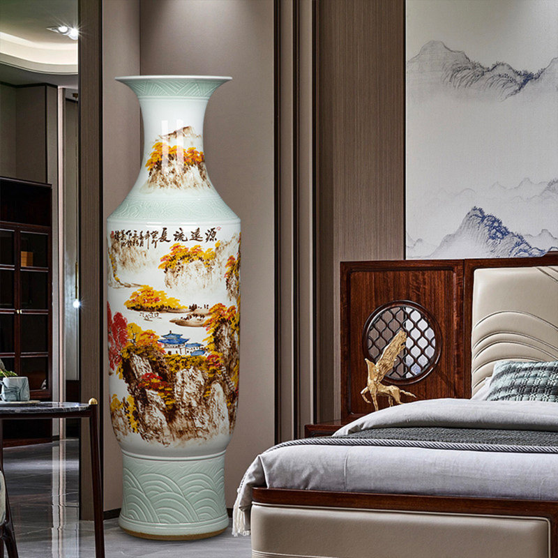 Grand vase décoratif sur pied en céramique 70,87 po Jingdezhen