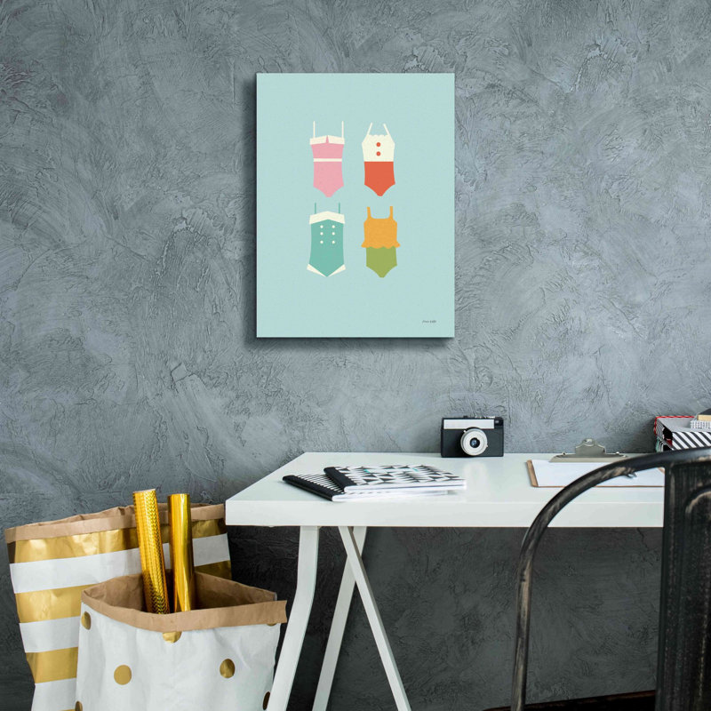 «Summer Bathing Suits Blue» par Ann Kelle Designs, art mural sur toile, H 16 po x l 12 po x P 0,75 po