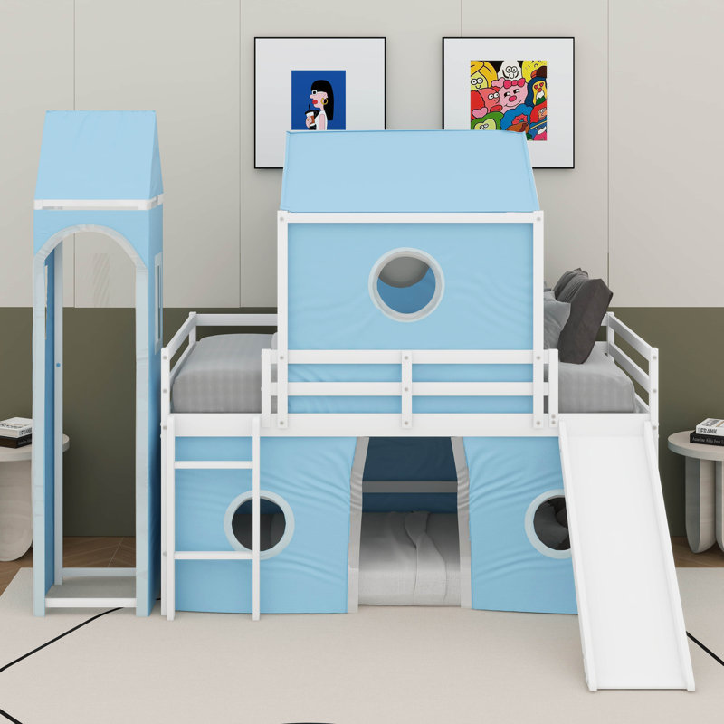Lit mezzanine avec glissade et tour, Lit simple