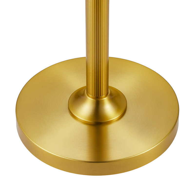 66" Metal Floor Lamp With Fabric Drum Shade, Gold
