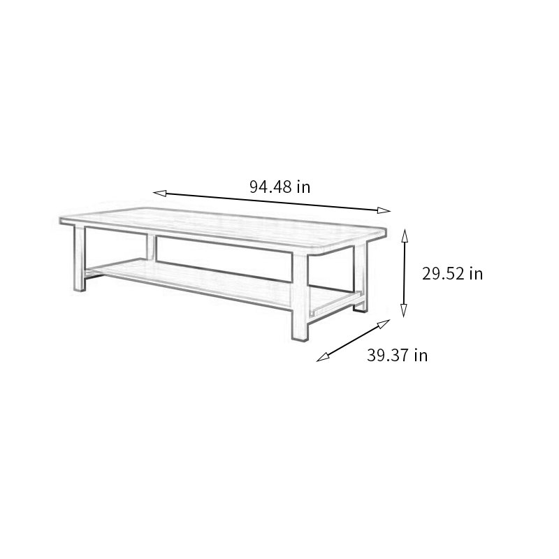 Bureau de direction en bois massif Raynna, H 29,52 po x l 94,48 po x P 39,37 po