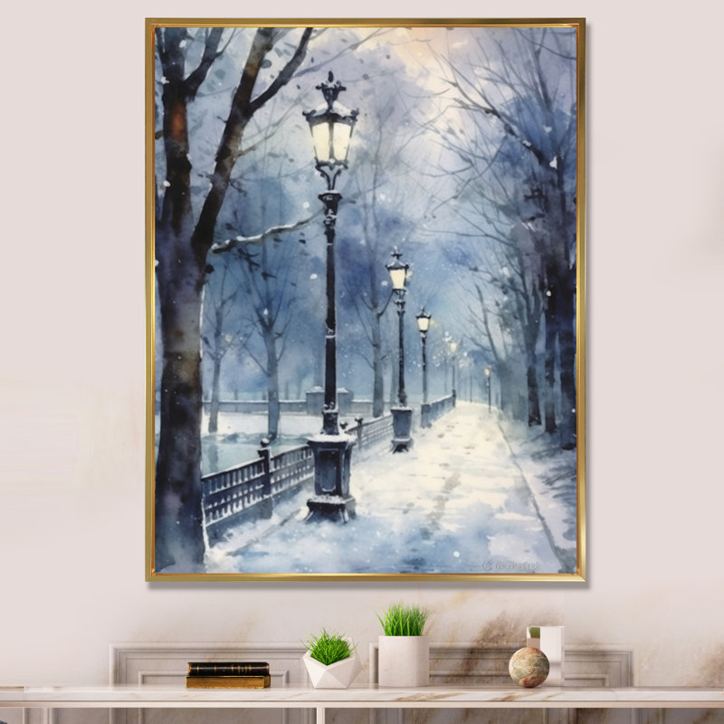 «Alley of Trees In The Park I», reproduction sur toile, Cadre flottant doré, H 44 po x l 34 po x P 1,5 po