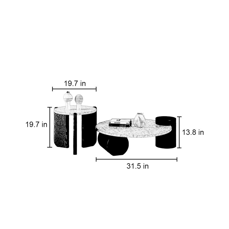 Table basse italienne ronde en terrazzo