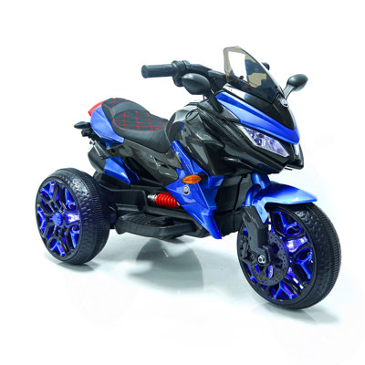 Kids Motorcycle Ride-On Motorcycle 3-Wheels Battery Powered Motorbike  Rechargeable 12 V kids  ride on toy with PU seat Training  Wheels/manual throttle/ drive by hand /Lighting  wheels