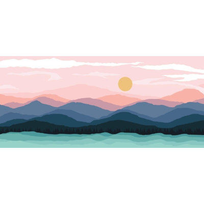 Murale paysage de montagne rose au coucher du soleil