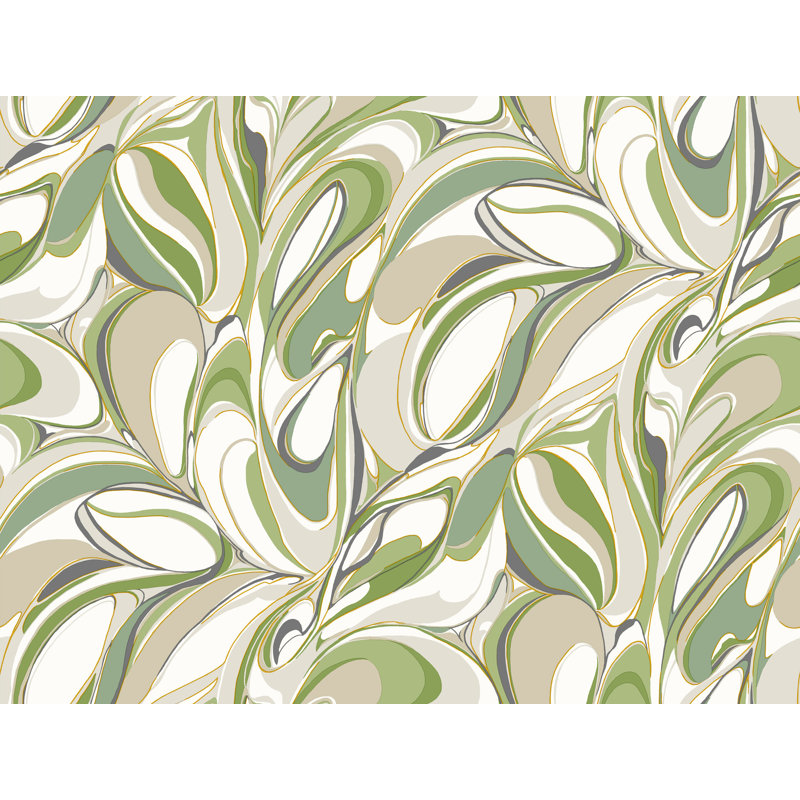 Papier peint noir Achate, Vert