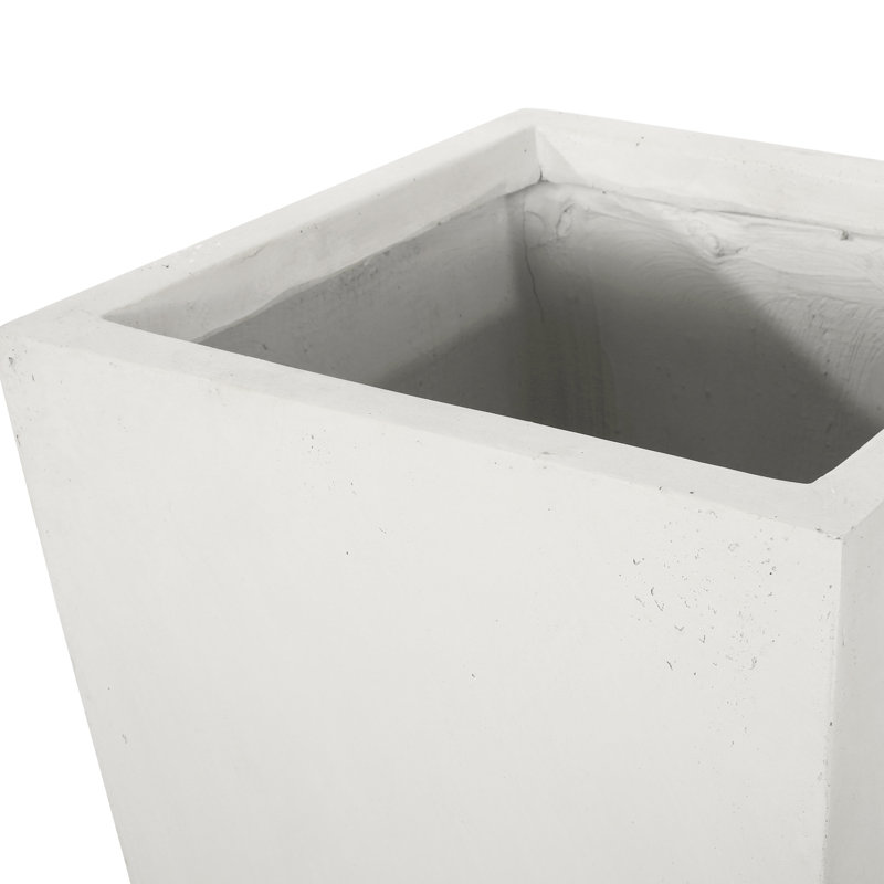 Outdoor Cast Stone Planter With Tapered Form - 12.71L X 12.71W 31.87H, Matte White, Magnesium Oxide, Enhance Your Garden, No Assembly Oxide 13In L W 32.5In H, White Finish, Beauty,