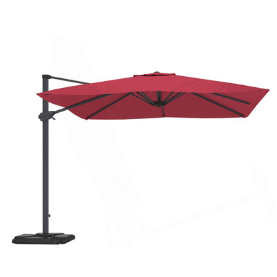 10FT Square Cantilever Patio Umbrella In Red