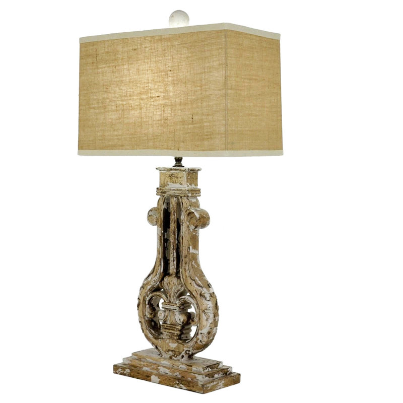 Bruno Table Lamp, Natural Wood/Heavy Off White, Light Brown