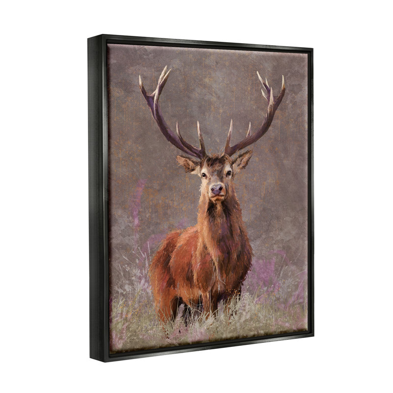 «Elk Portrait Forest Grove Floater», art mural par Pip Wilson, Cadre flottant noir de jais, H 21 po x l 17 po x P 1,7 po