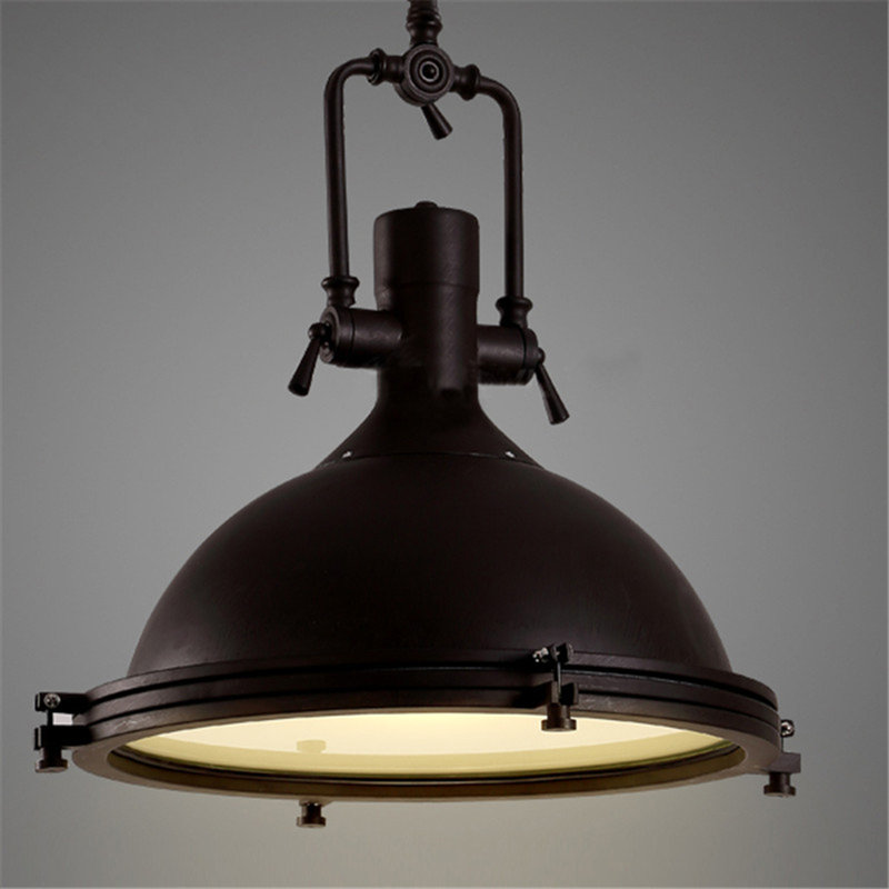 Industrial Frosted Diffuser Pendant Light Vintage Dome Hanging Light 17.7"