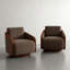 Fauteuil demi-tonneau pivotant avec coussins décoratifs Farmhouse-204744344