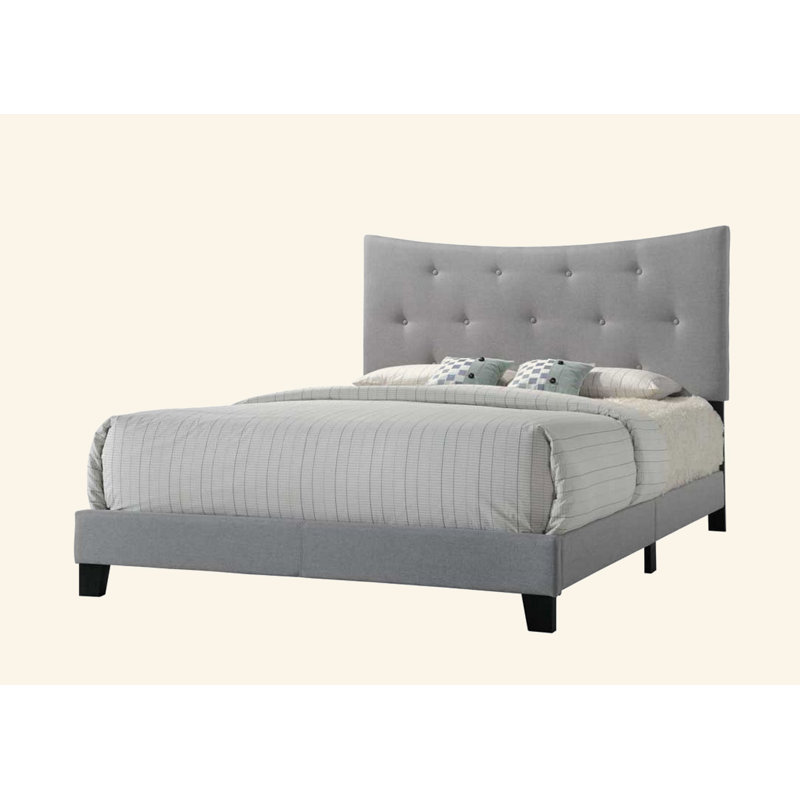 Grand lit en tissu gris Venacha