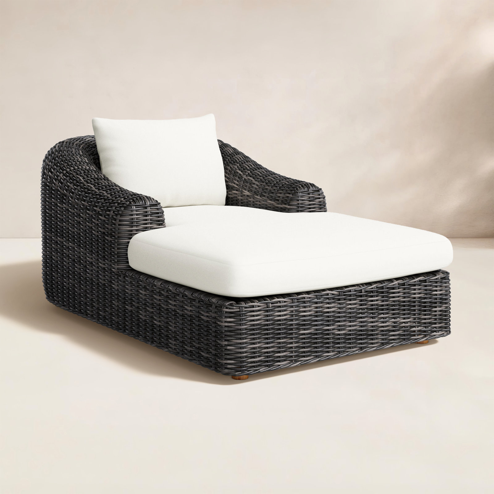 Roshina 45.75'' Outdoor Teak Chaise Lounge, Chunky Charcoal