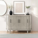 Charming Curved Wooden Console Table With Adjustable Shelves For Versatile Storage
