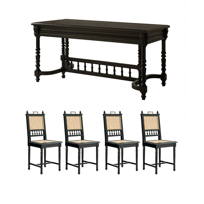 Ensemble de salle à manger pour 4 personnes en chêne massif, H 30,71 po x L 63 po x l 31,5 po