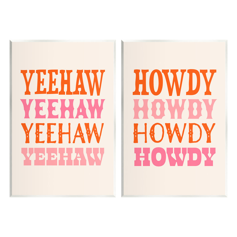 "Yeehaw & Howdy", ensemble de 2 plaques murales par Victoria Barnes, H 19 po x l 13 po