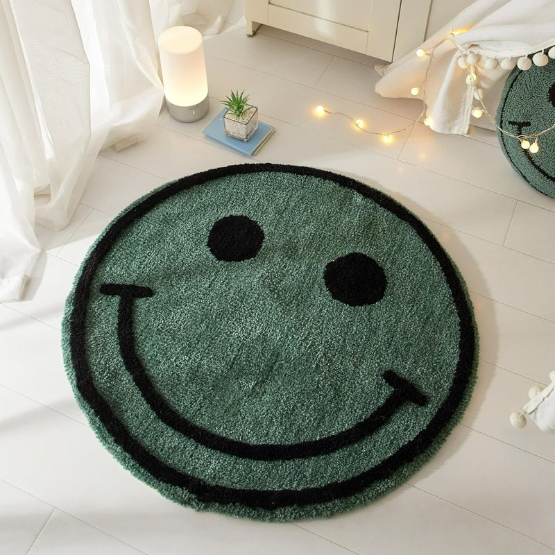  Tapis décoratif doux en forme de visage souriant