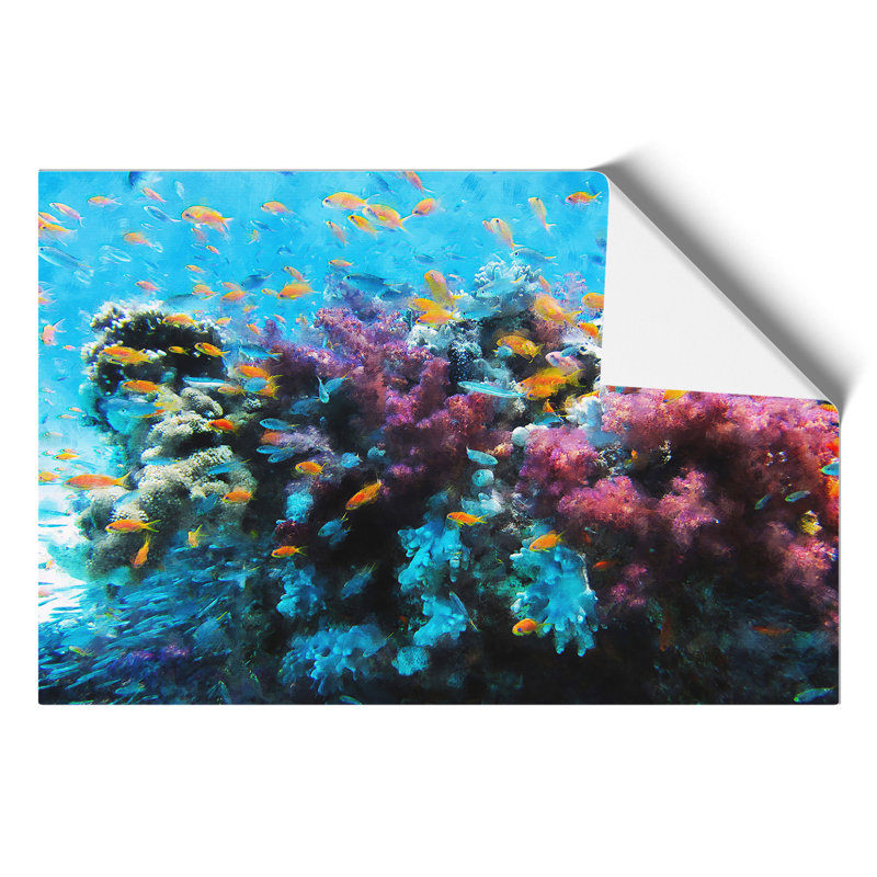 Coral Reef and Fish Painting - Frameless Print, 30cm H x 42cm W x 0.1cm D