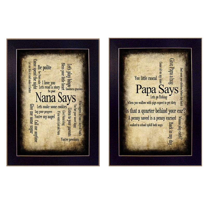 « Nana/Papa », art textuel encadré de 2 pièces