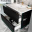Meuble-lavabo mural flottant noir moderne de 30 pouces avec lavabo en céramique et deux tiroirs, tiroir en forme de U pour faciliter la vidange, grande capacité de rangement, maquillage, assemblage simple-130612055-130612057