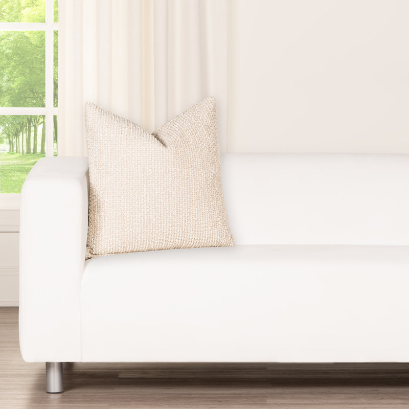 Karlene Cozy Chenille Disk Accent Pillow - Textured Sophistication and Comfort, Beige, Square 20", Feather