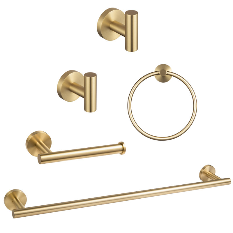 5 - Piece Bathroom Hardware Set, Gold