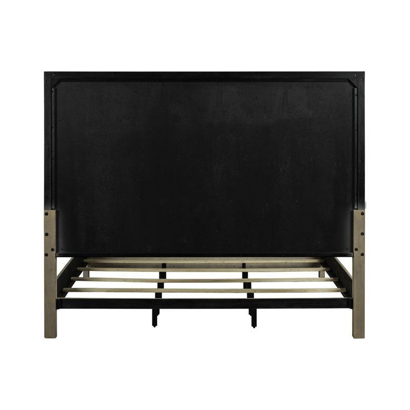 Ensemble de chambre à coucher avec lit à panneaux Aason, Ensemble de quatre pièces : lit, commode, miroir, California King