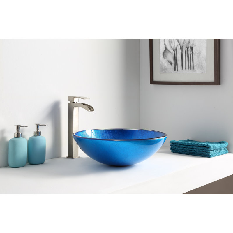 Lavabo de salle de bain vasque circulaire en verre trempé Crow Lustrous