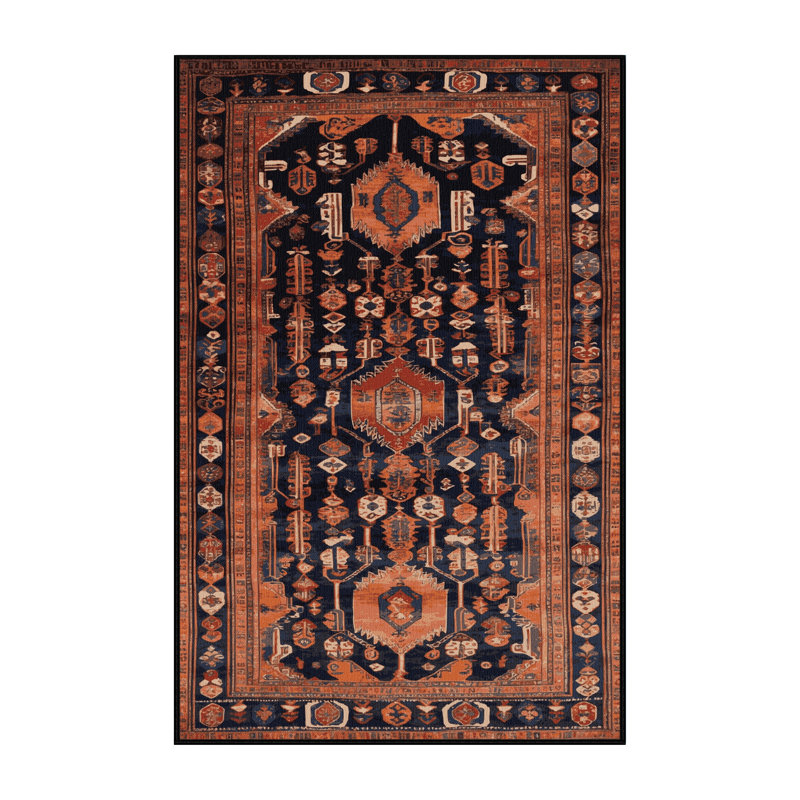 Machine Washable Turkish Brown Area Rug, Rectangle 5' x 8'