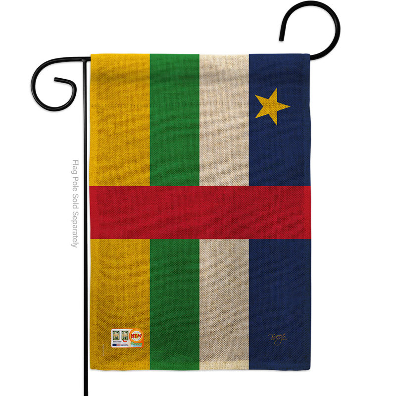 Mélange de polyester à 2 côtés 18,5 x 13 po république africaine central drapeau de jardin