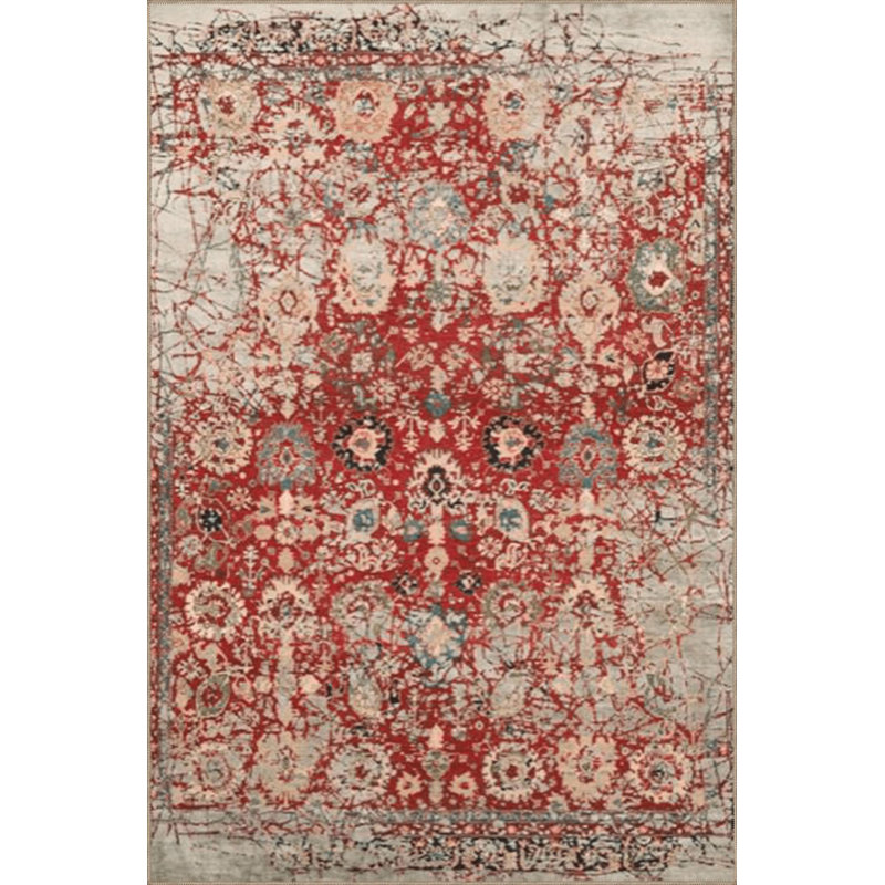 Beige Themed Abstract Traditional Motif Floral Pattern Vintage Decorative Rug, Rectangle 2'4" x 3'11" Rug Pad Included