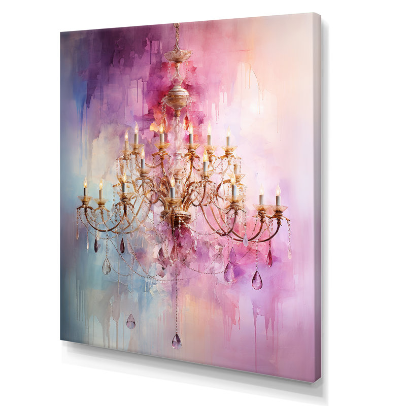 Luminaire lustre baroque rose Brilliance III - lustre, art mural, Toile tendue, H 44 po x l 34 po x P 1,5 po