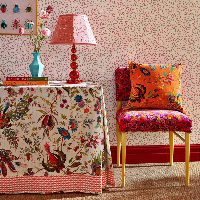 Wonderland Floral Fabric, Amber/Lapis/Ruby