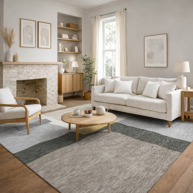 Premium Machine Washable Mayfield AMF2400 Geometric Rug, Gray, 9' x 12'