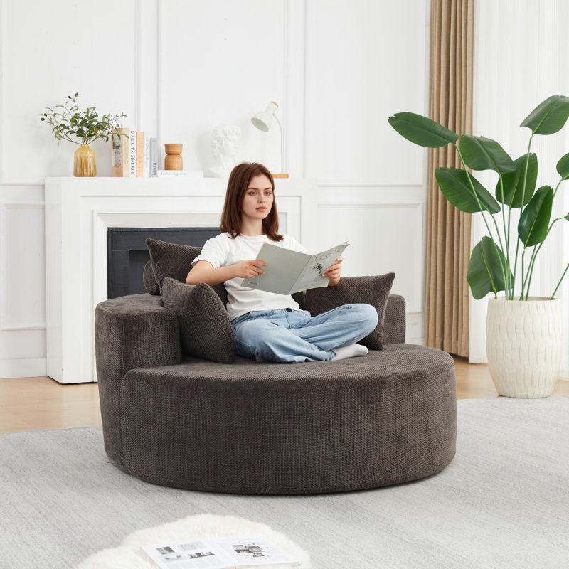 Pas de chaises d'appoint sans assemblage, chaise-lit moderne en chenille de 55 pouces pour la maison
