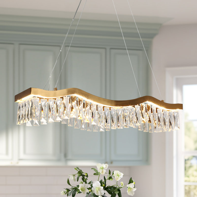 Barela 1 - Light LED Glam Modern Linear Kitchen Island Pendant, Gold