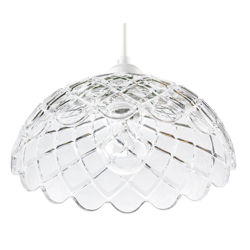 Modern Thick Transparent Glass Light Shade With Wavy Scalloped Edge By 