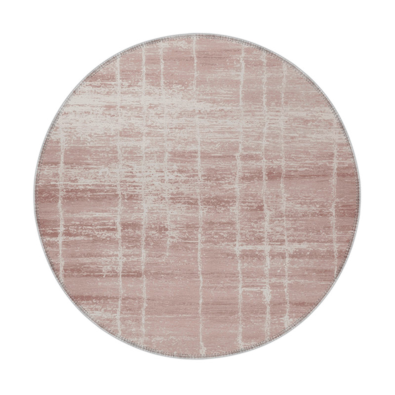 Tapis gris abstrait intérieur et extérieur, Rond 5 pi
