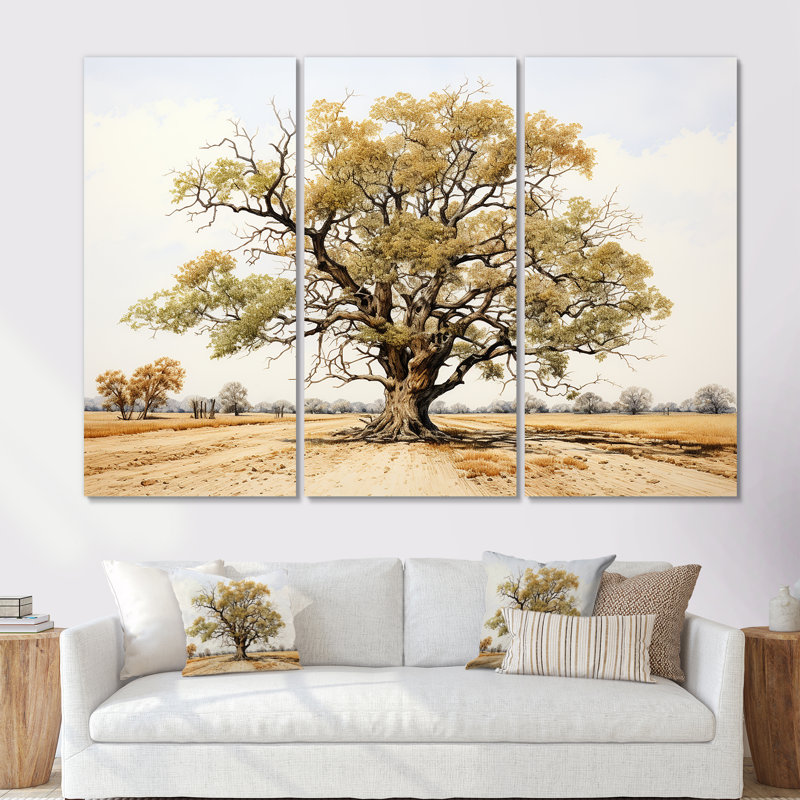 Ensemble de salon Tree Oaks Simplicity I - Tree Oak Wall Art, Toile tendue, H 40 po x l 60 po x P 1 po
