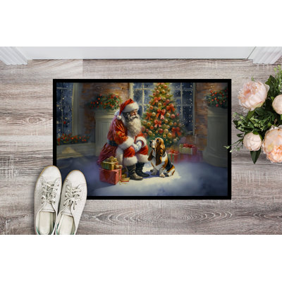 Basset Hound and Santa Claus Doormat