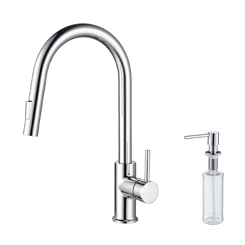 Blossom Solid Brass Kitchen Faucet with Pull-Down Sprayer – High Arc 360° Swivel Spout, Single Handle Sink Faucet with Magnetic Docking
