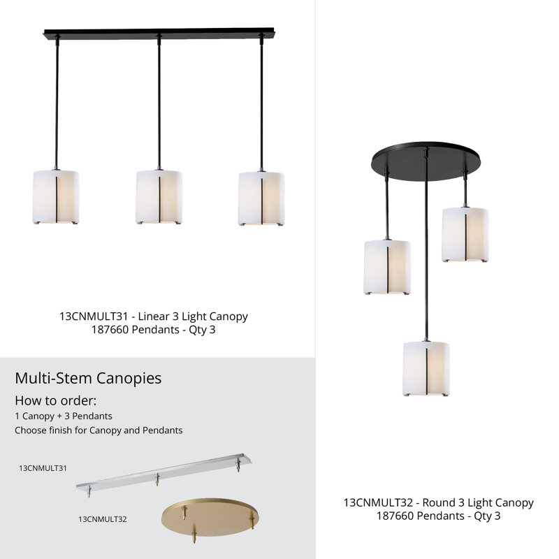 3-Light Linear Canopy - Natural Iron Finish, Natural Iron