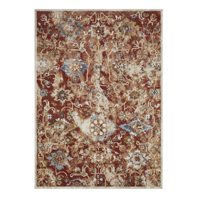 Tapis orange en polypropylène tissé à la main Raashi