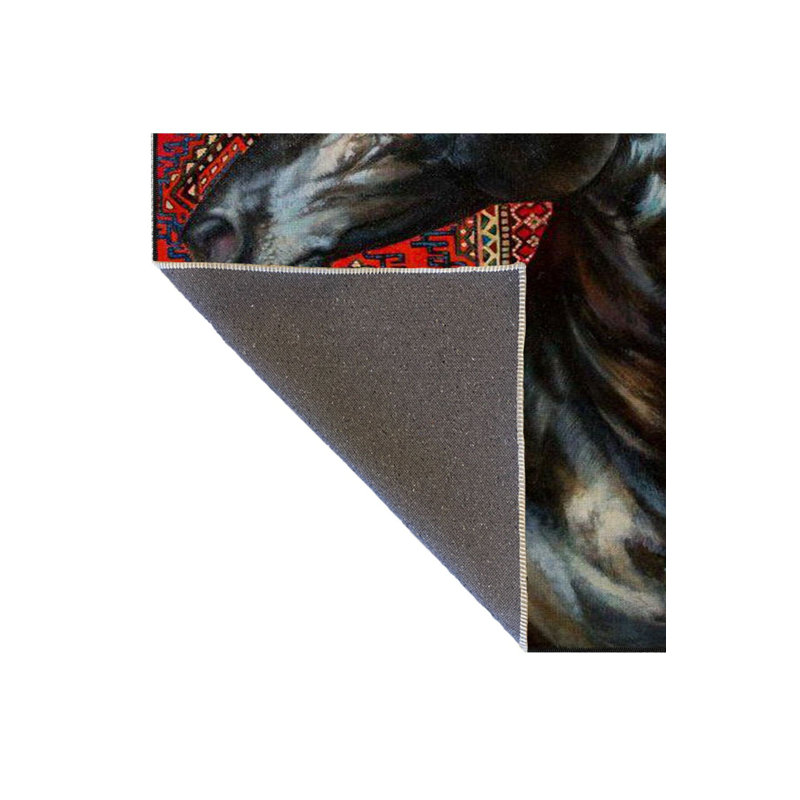 Tapis décoratif lavable à motif animal de cheval traditionnel
