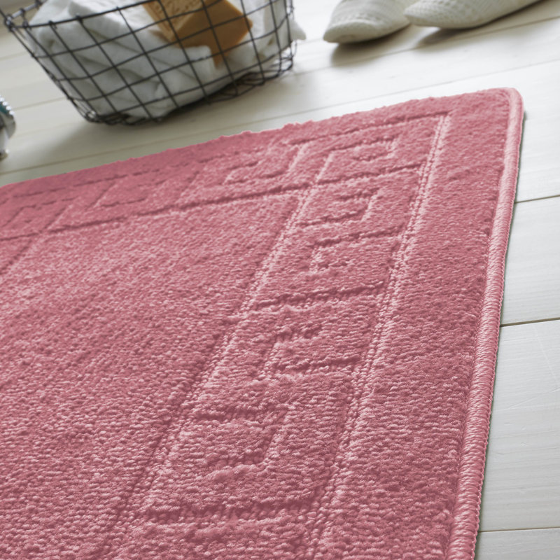 2 Piece Set Rectangle/U-shaped Bath Mat, Dusty Pink