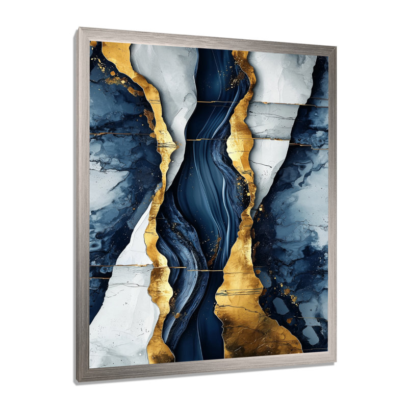 Standish - Abstract Wall Art Living Room, H 32 po x l 16 po, Argent argent, Reproduction encadrée d'une seule photo